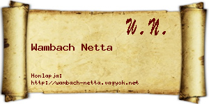 Wambach Netta névjegykártya